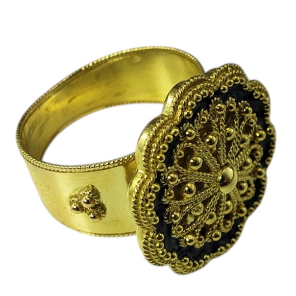 18 Karat Yellow Gold Floral Rope and Bead Design Ring Size 5 #20577 - Picture 4 of 8